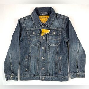 NWT‎ COMFORT DENIM Kids Jean Trucker Jacket L Vintage Style Blue Wash NEW Unisex